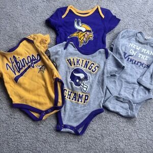 NFL Minnesota Vikings Baby One Piece Outfit Lot of 4 3-6 Month